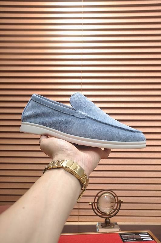 Blue Suede Slip-On Loafers